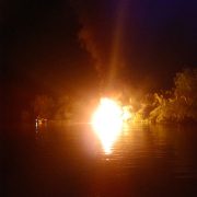Satu Unit Kapal Motor Hangus Terbakar di Parit Hijrah
