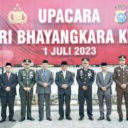 Pemkab Inhil Laksanakan HUT Bhayangkara ke-77 di Halaman Kantor Bupati