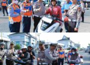 Sat Lantas Polres Inhil Bagi Bagi Helm SNI