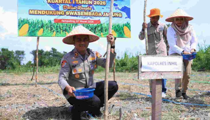 Kapolres Inhil Pimpin Penanaman Jagung Serentak Kuartal I 2026 di Tempuling