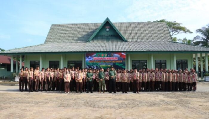 Pramuka Inhil Digembleng di Makodim 0314/Inhil, Dandim Tekankan Jiwa Patriotisme