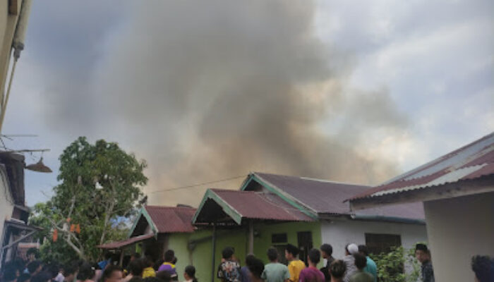 Api Melalap Dua Rumah di Tembilahan, Petugas Berjibaku Lawan Air Surut