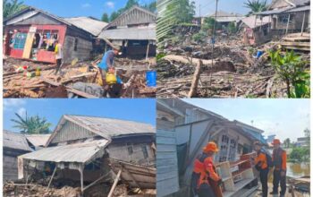 BPBD Inhil Laksanakan Kaji Cepat dan Evakuasi Korban Bencana Abrasi di Desa Sungai Nyiur Kecamatan Tanah Merah