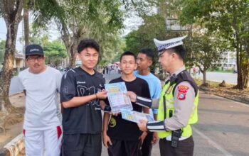 Polantas Karib Hadir di Car Free Day, Satlantas Polres Inhil Kampanyekan Keselamatan Berlalu Lintas