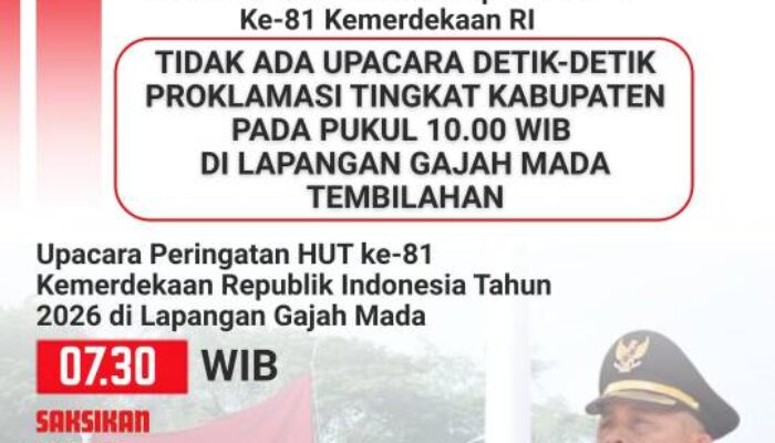 Upacara HUT ke-81 RI di Inhil Digelar Pagi, Tidak Ada Upacara Detik-Detik Proklamasi Pukul 10.00 WIB