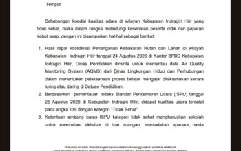 Udara Inhil Tak Sehat, Ini Aturan Baru Disdik untuk Sekolah dan Siswa