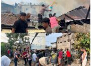 Api Mengamuk di Kateman, 4 Bangunan Terbakar, Kerugian Capai Rp300 Juta