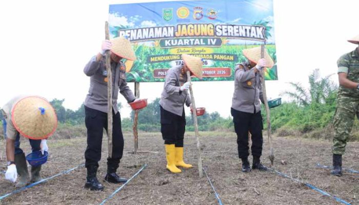 Dukung Asta Cita Presiden, Kapolres Inhil Pimpin Penanaman Jagung Kuartal IV di Tempuling
